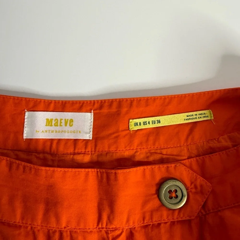 Maeve - Anthropologie - Orange Pleated Poplin Shorts 100% Cotton - US 4 - Picture 8 of 10